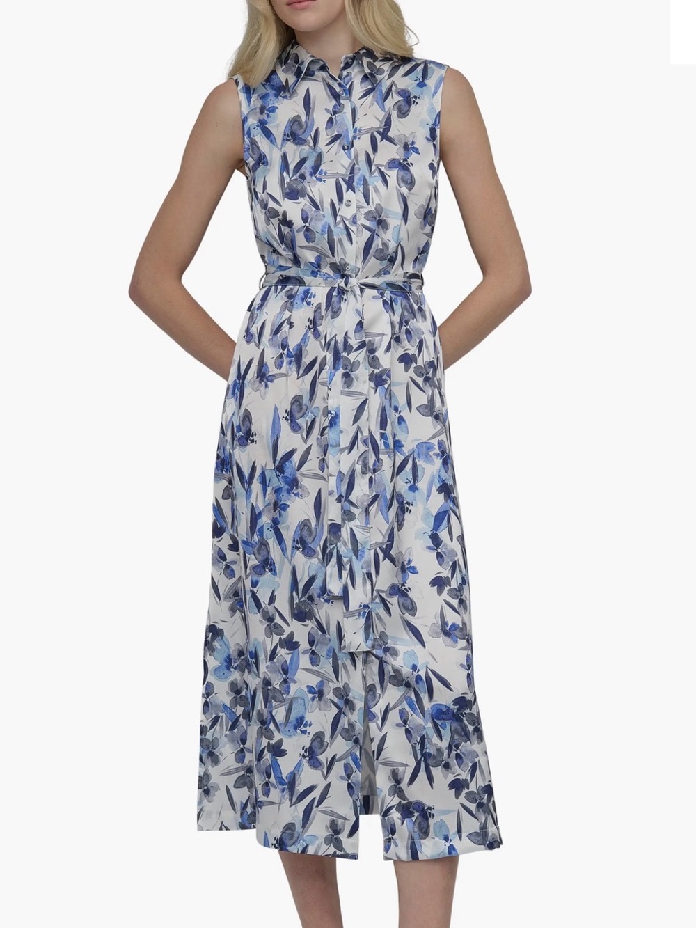 NWT DKNY floral White and Blue dress size 2
